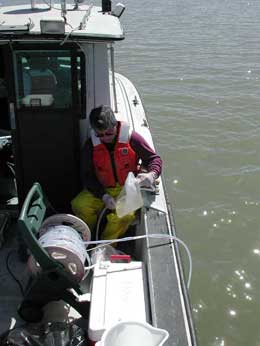 Picture of James Kuwabara at work on Lahonton Reservoir, NV