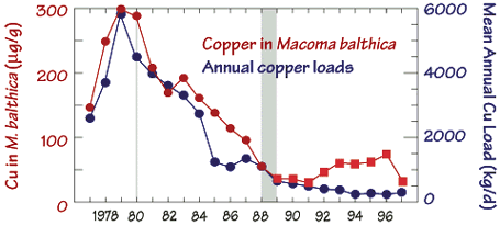 Figure 2 Coper Loads and Copper in Macoma balthica