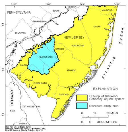 Map showing Glassboro Study Area